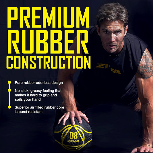 Medicine Ball – Durable Rubber Weighted Ball with Easy-Grip Textured Shell for Core, Balance and Strength Training – Commercial Quality (Black, 4–12 Lb)