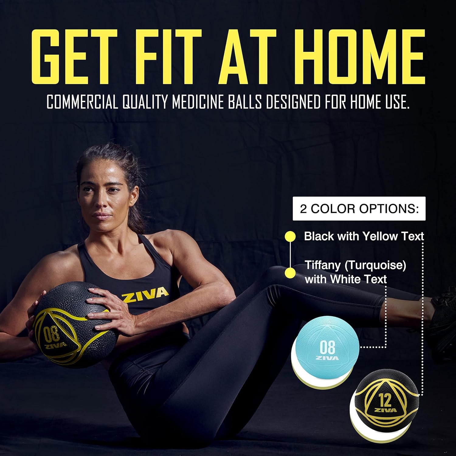 Medicine Ball – Durable Rubber Weighted Ball with Easy-Grip Textured Shell for Core, Balance and Strength Training – Commercial Quality (Black, 4–12 Lb)