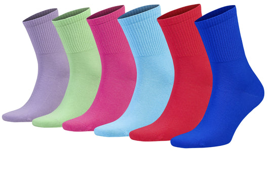 Women’S Tennis Crew Socks – 6 Pairs, Colorful Cotton, Breathable & Moisture-Wicking, Athletic Sport Socks, Shoe Size 5-10